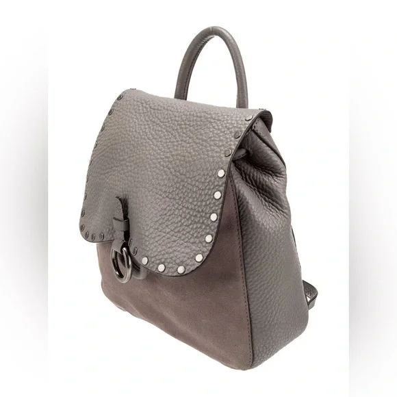 Rebecca Minkoff Keith Pebbled Leather and Suede Backpack Grey Convertible Gray - Picture 10 of 10